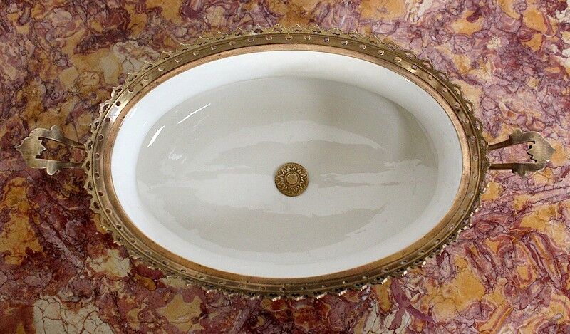 Planter in glazed porcelain and gilded bronze late nineteenth