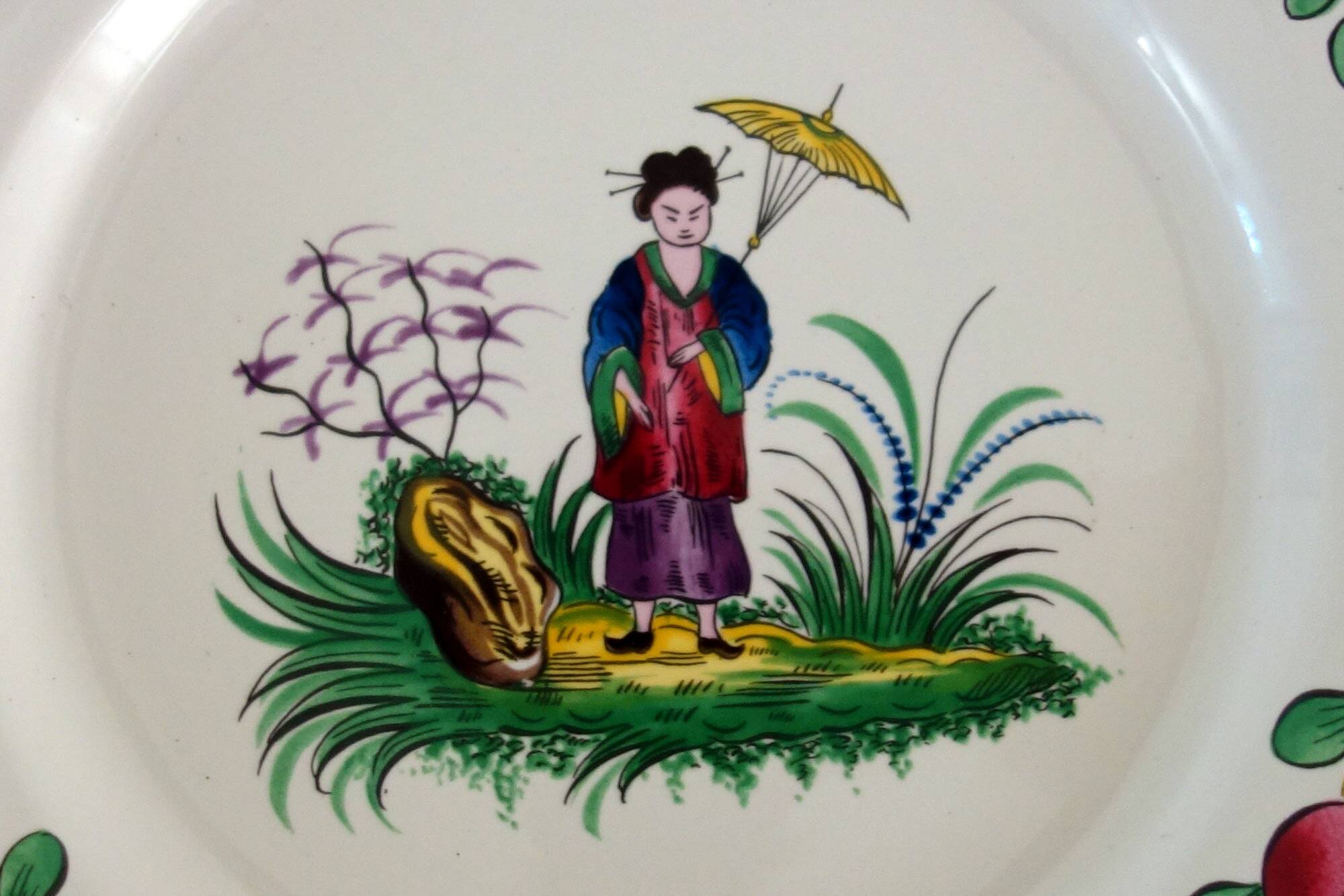 6 Saint Clément Luneville dessert plates with Chinese decoration