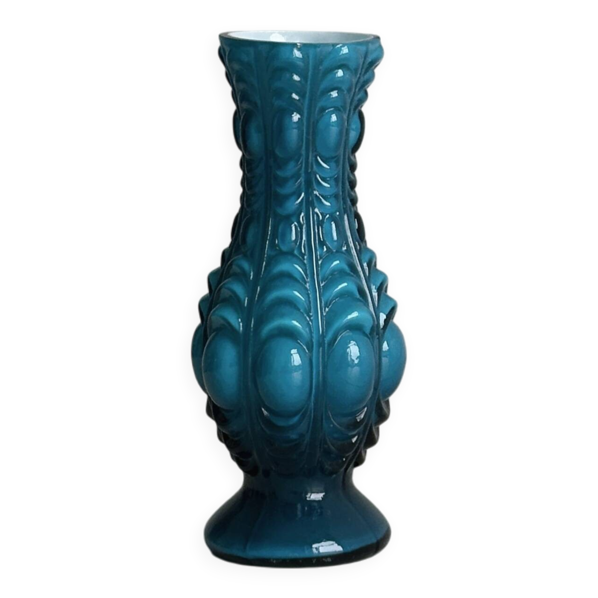 Small deep blue vase with reliefs