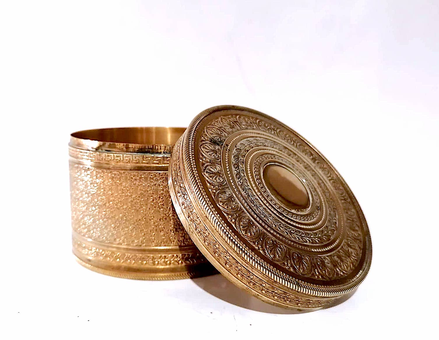 19th century brass round box