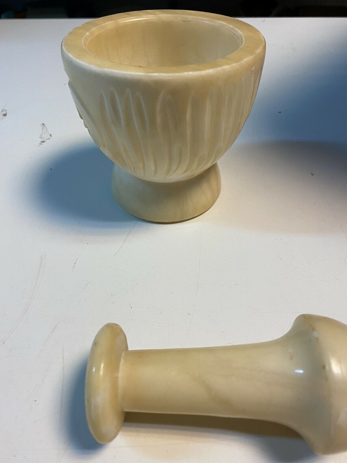 Mortar with alabaster pestle