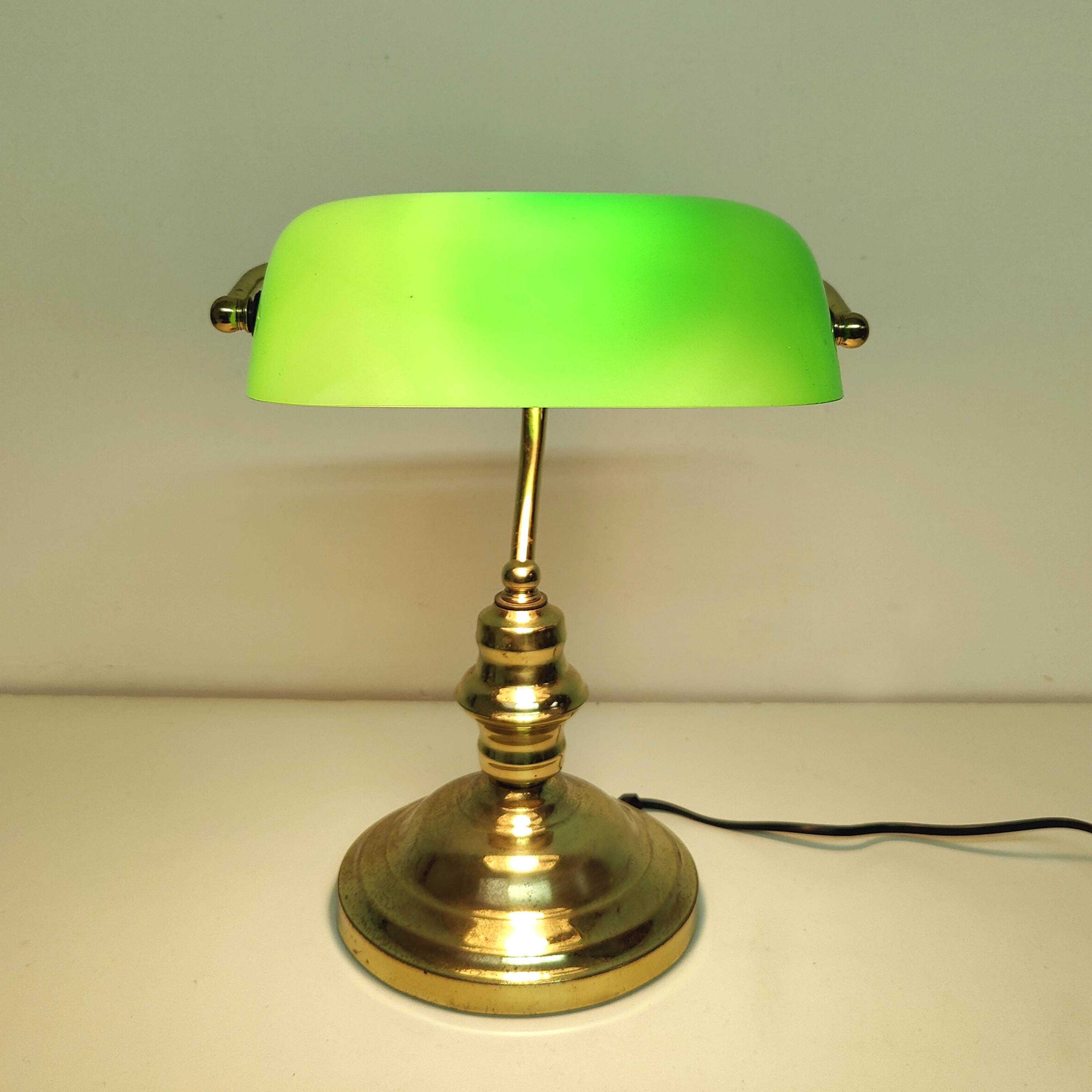 Banker lamp notary golden opaline green