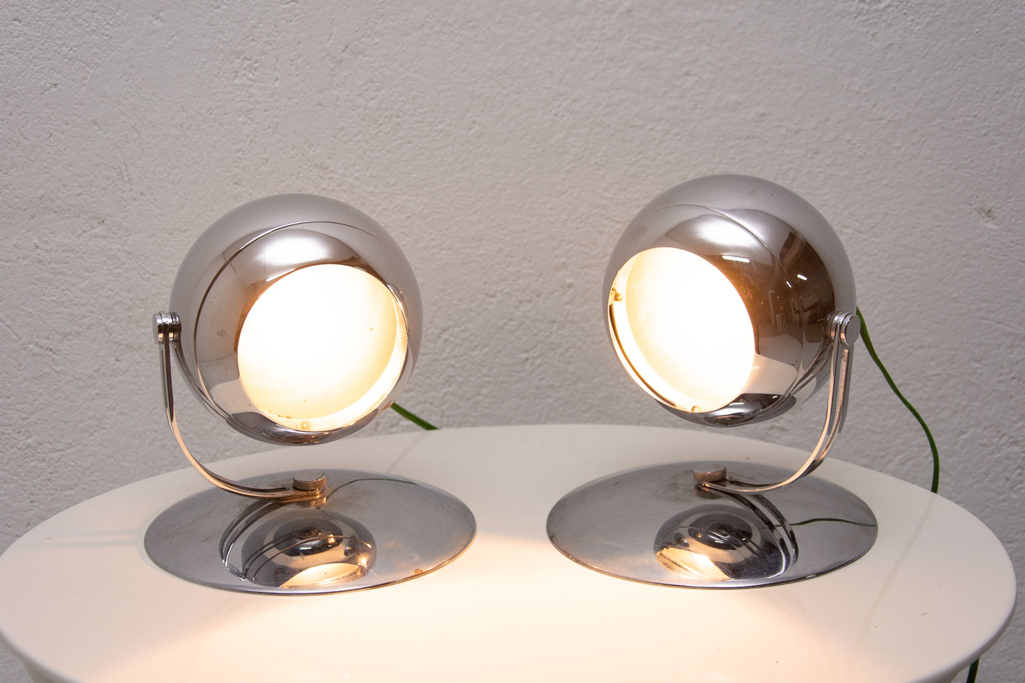 Pair of mid century space-age positioning desk lamps, 1960, Central Europe