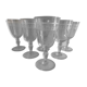 6 antique engraved crystal wine glasses