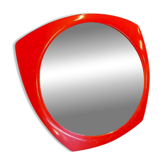 Miroir mural vintage orange années 70 pola