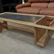Coffee table in solid oak and metal by Guillerme & Chambron 1950s