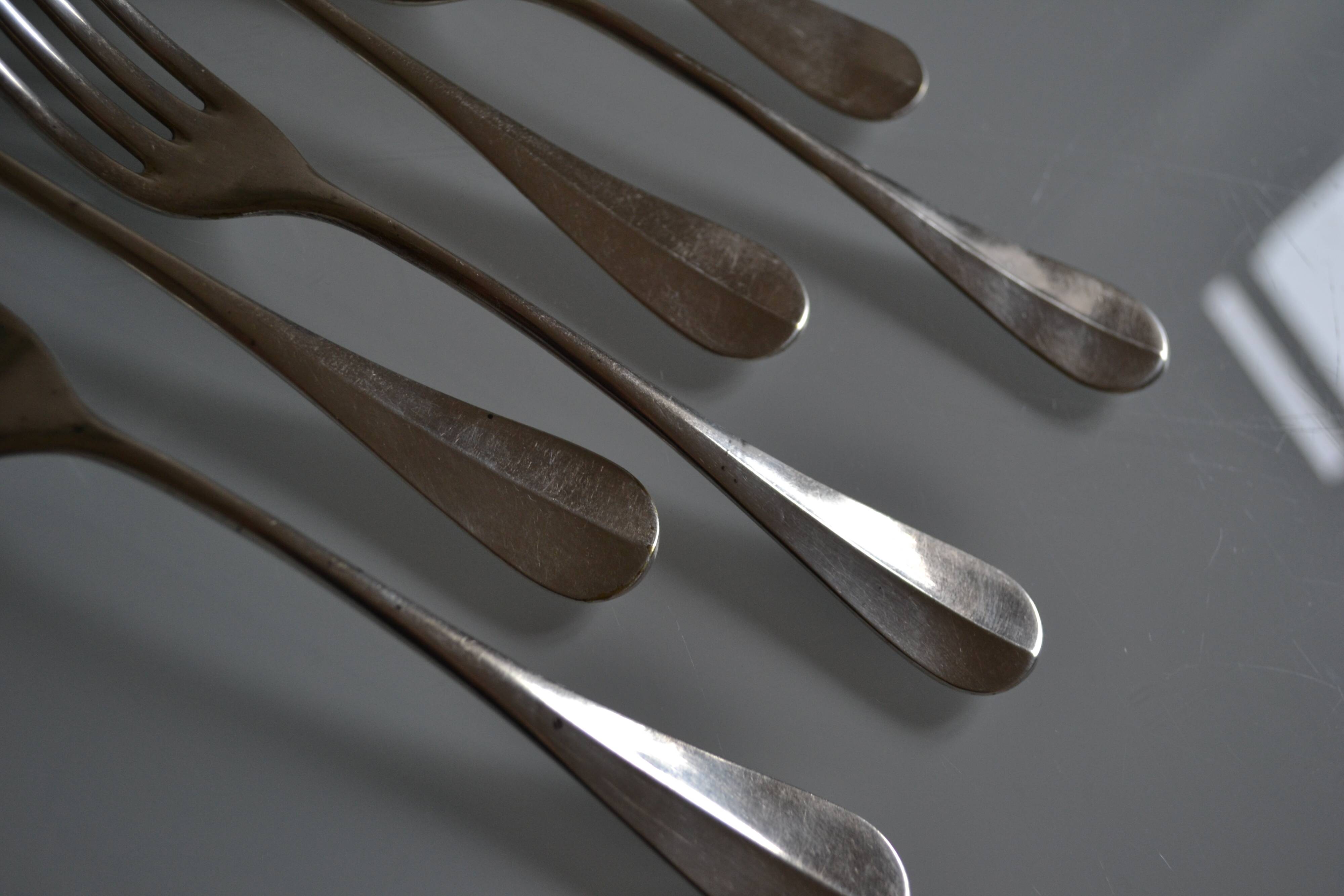 6 silver metal table forks P de Ruolz silver plated forks 21 cm