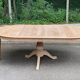 Renovated round extendable dining table with a central wooden leg, 113-203cm.