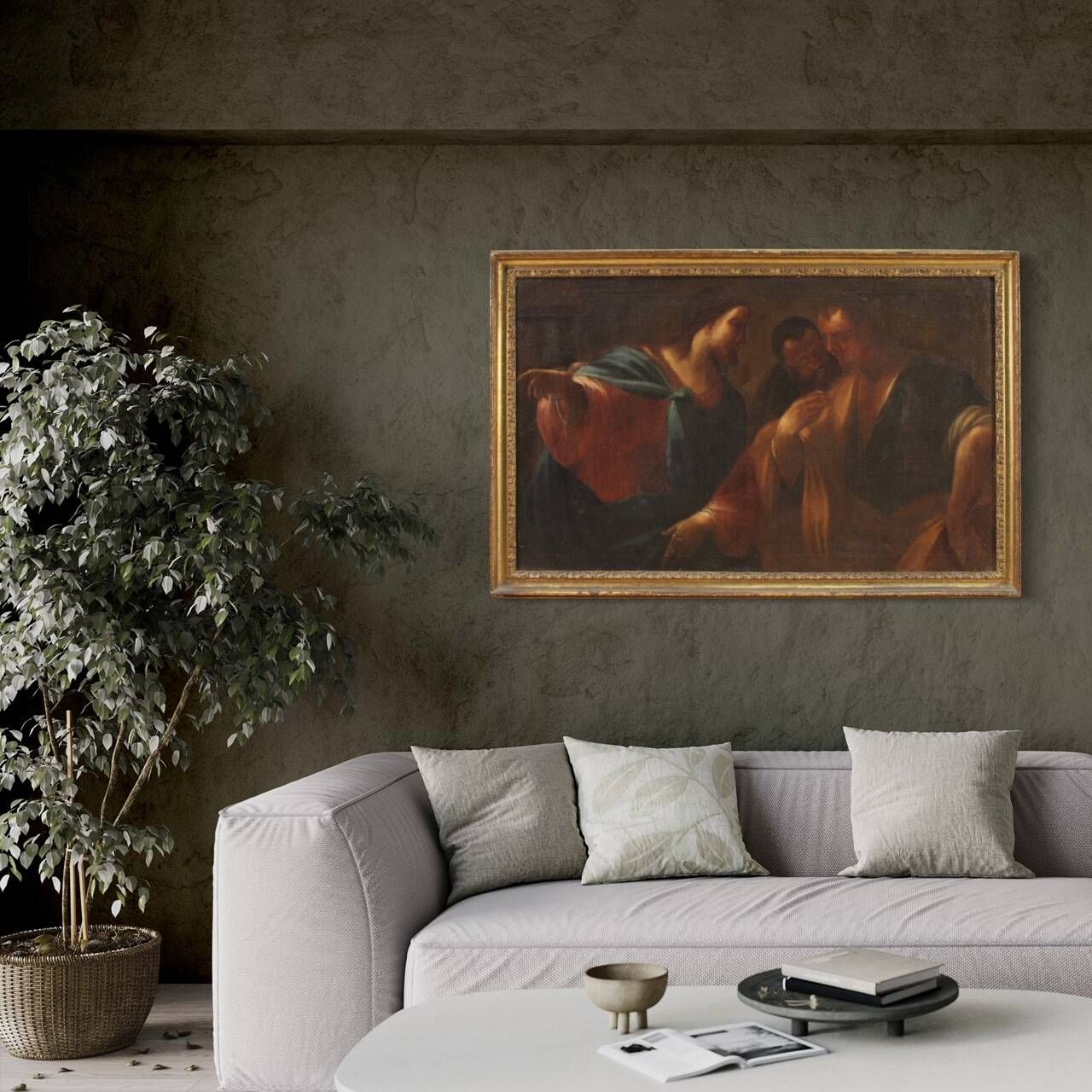 Great Italian painting from the 17th century, the Tribute Money
