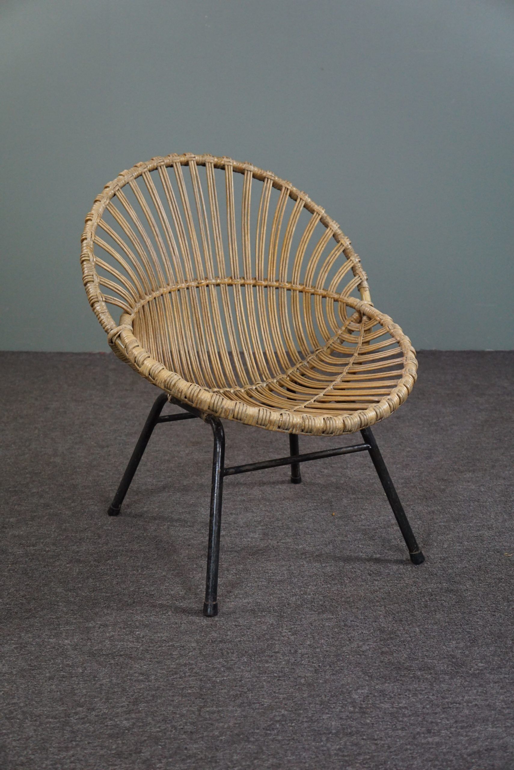 Fauteuil vintage en rotin, Dutch Design, 1960