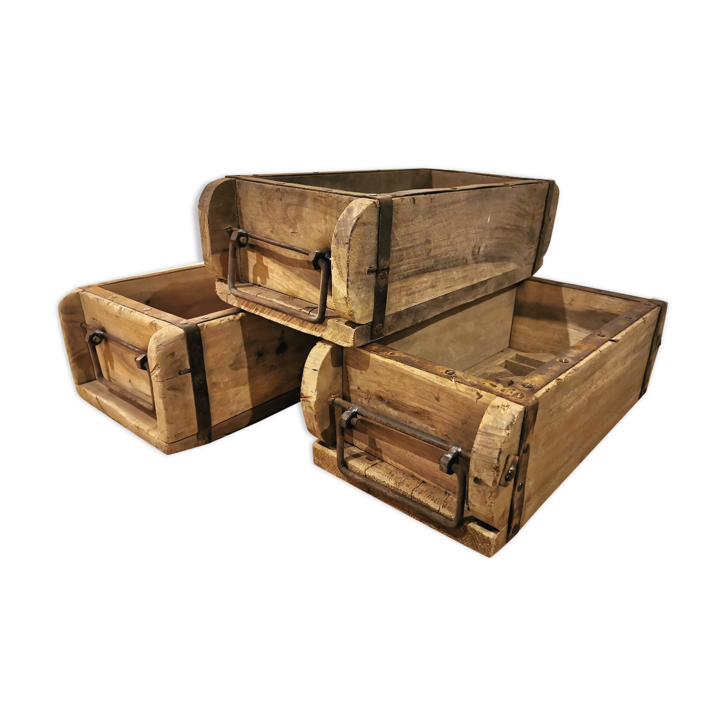 Set of 3 old brick moulds