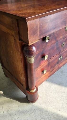 COMMODE EMPIRE 4 TIROIRS EN ACAJOU DU XIX ème SIECLE