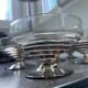 6 vintage ice cream coupes, blown glass brown fruit