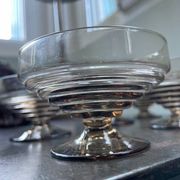 6 vintage ice cream coupes, blown glass brown fruit