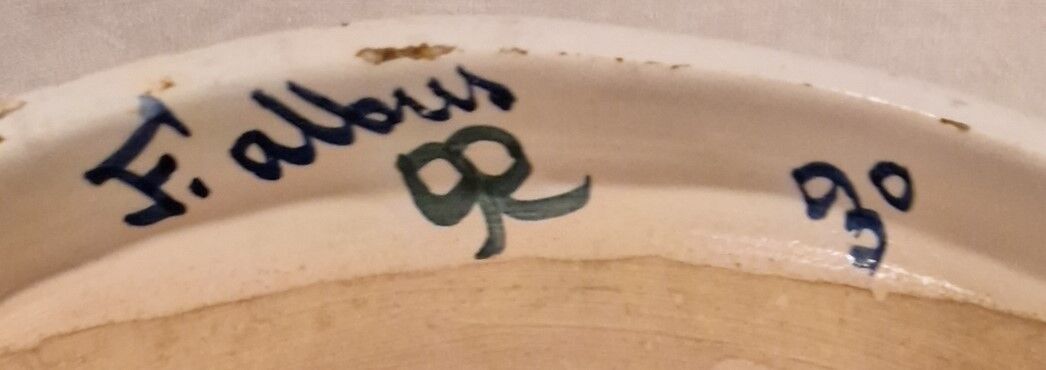 Indoor cache pot earthenware from Nevers signed F. Albus