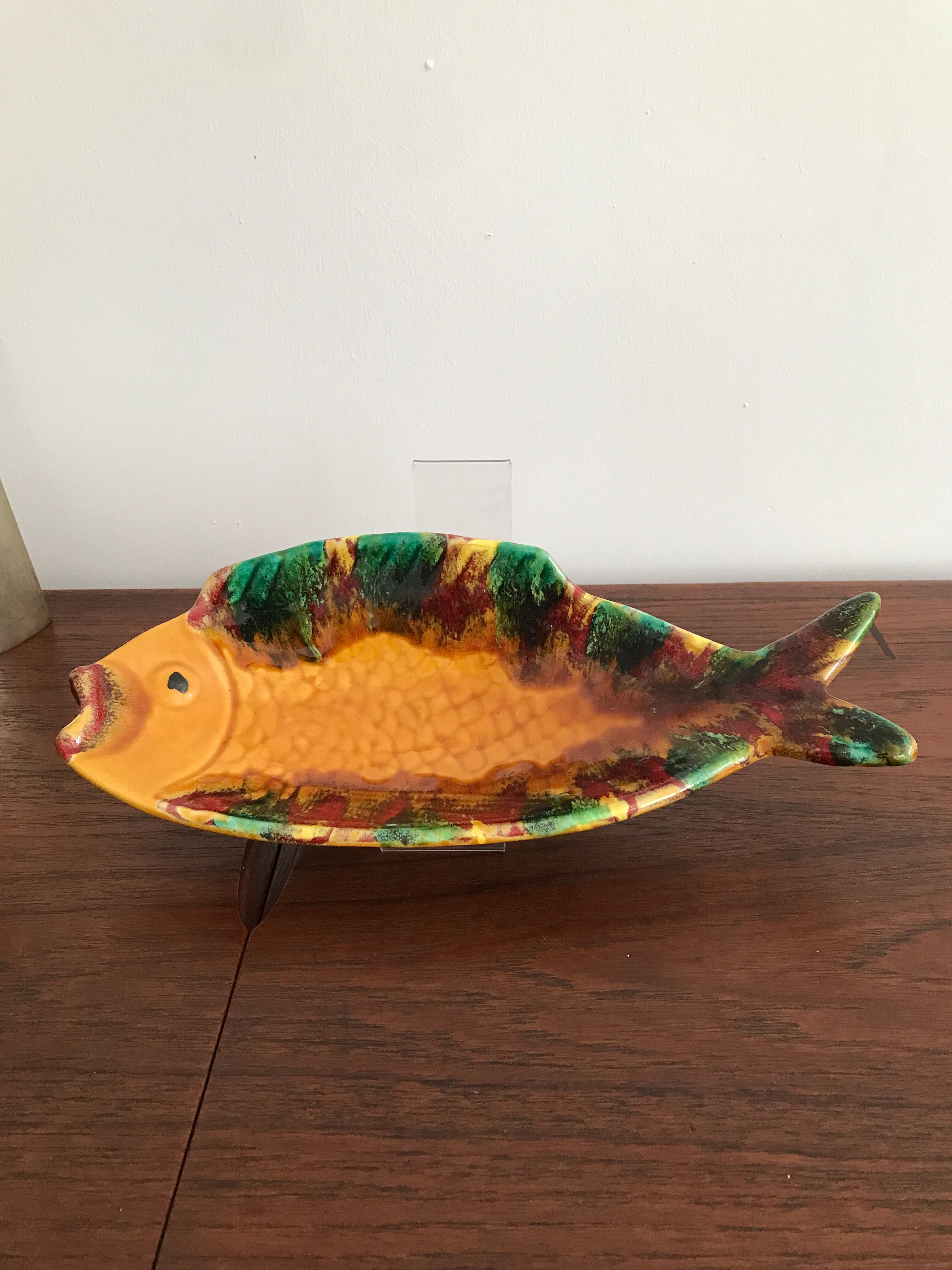 Zoomorphic fish pocket tray, Vallauris, ceramics