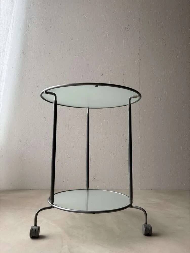 Ikea two-tiered serving trolley with glass.