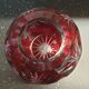 Red and white crystal ball vase