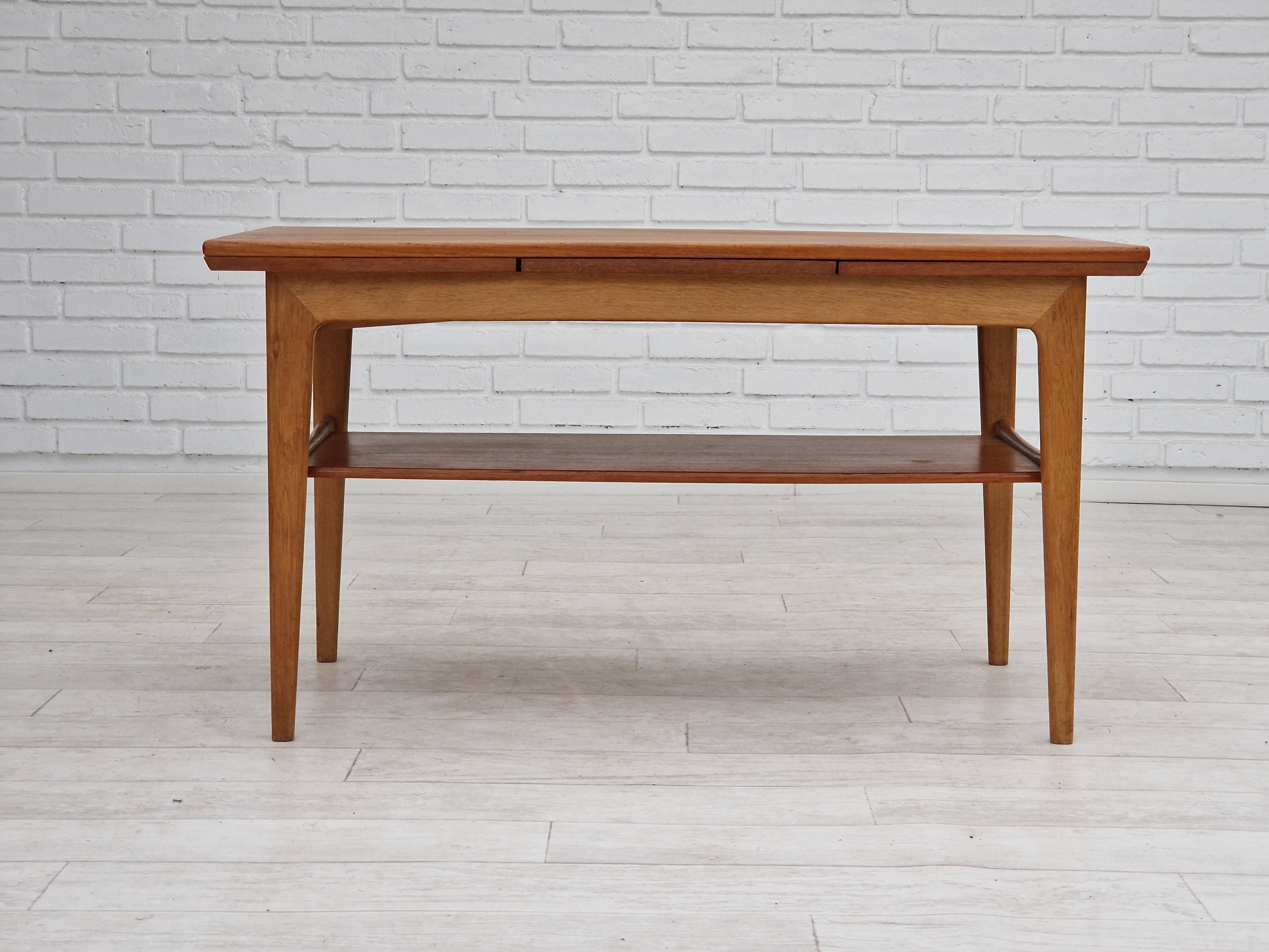 1970s, Danish design, folding sofa table, teak and oak wood