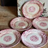 Five plates of earthenware from Pexonne 19th service "flowers"