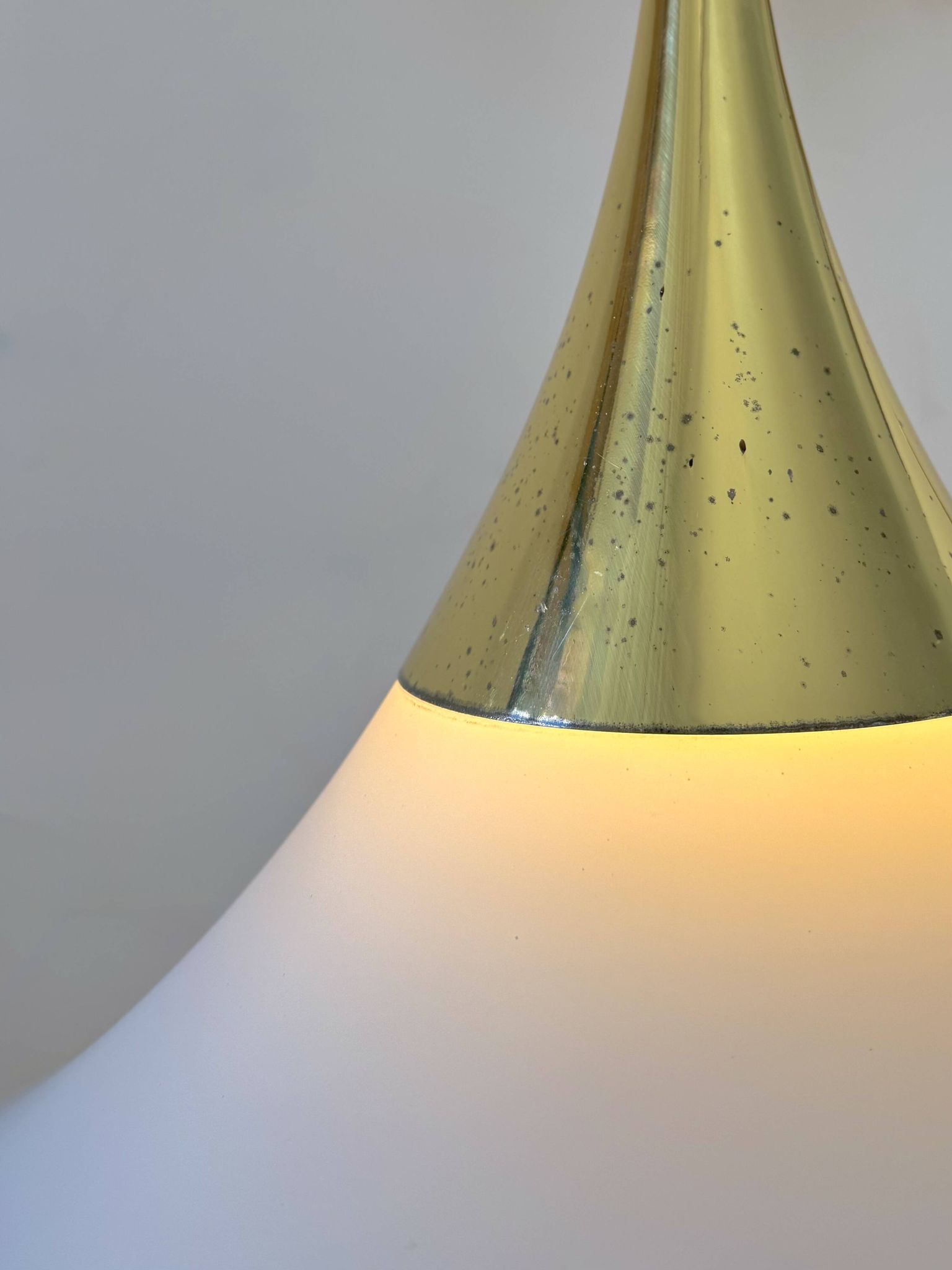 XL Pair of vintage pendants by Limburg, brass and opaline, Germany 1