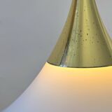 XL Pair of vintage pendants by Limburg, brass and opaline, Germany 1