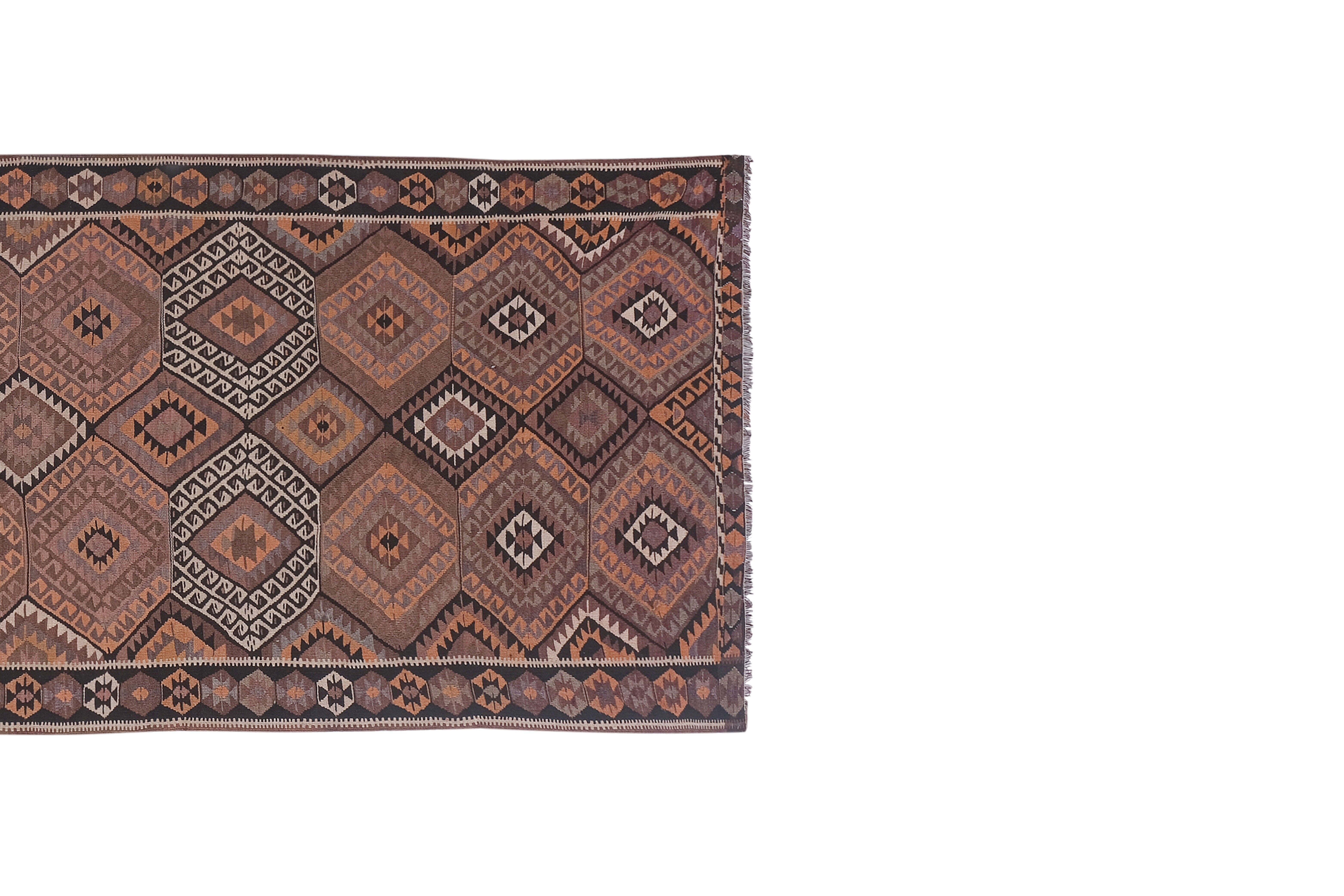 Vintage Turkish rug from Oushak, handwoven 132x360 cm