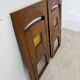 2 old folding chairs in wood and leather, postmodern design from the 80s vintage