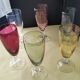 6 glass champagne flutes in different colours