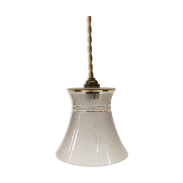 Art Deco hanging lamp in frosted glass