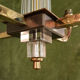 Art deco brass and glass chandelier 1940