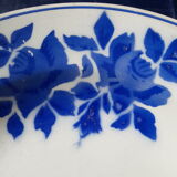 2 hollow plates in Pexonne earthenware 53 blue flower pattern diam 22.5 cm