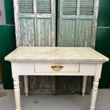 Kitchen table in wood and Carrara marble
