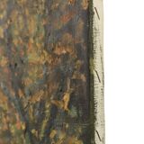 Large Vintage Painting on Canvas Perspective Trees Signed