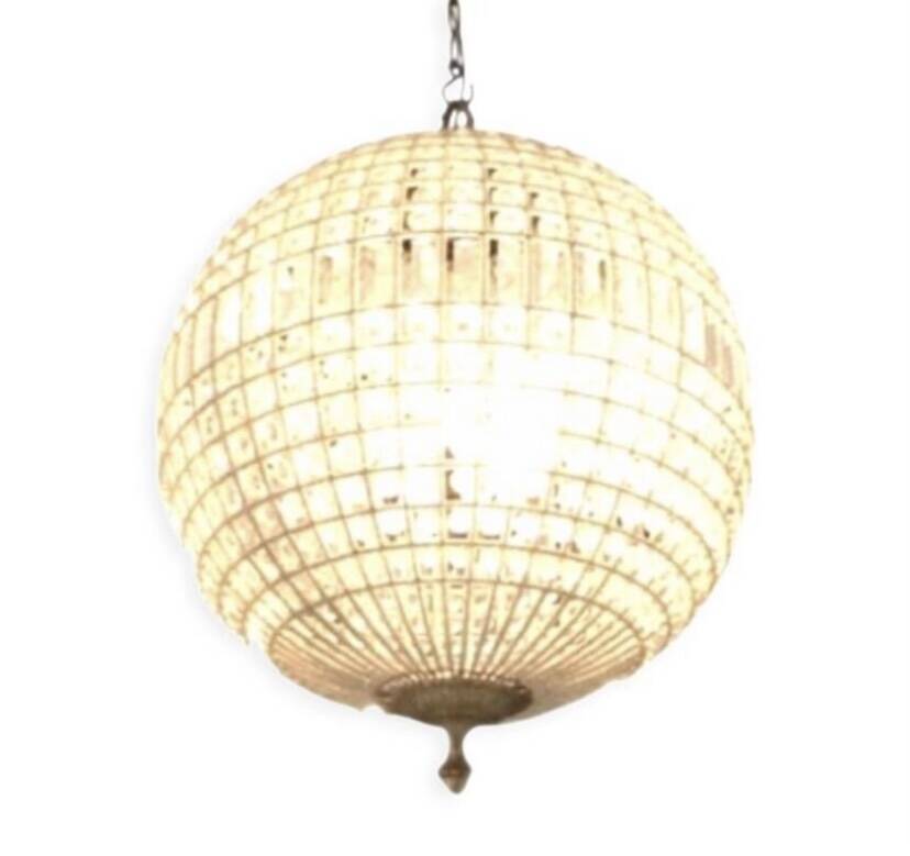 Spherical crystal pendant light