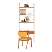 Danish mid-century teak shelving unit with a desk, 1970s
