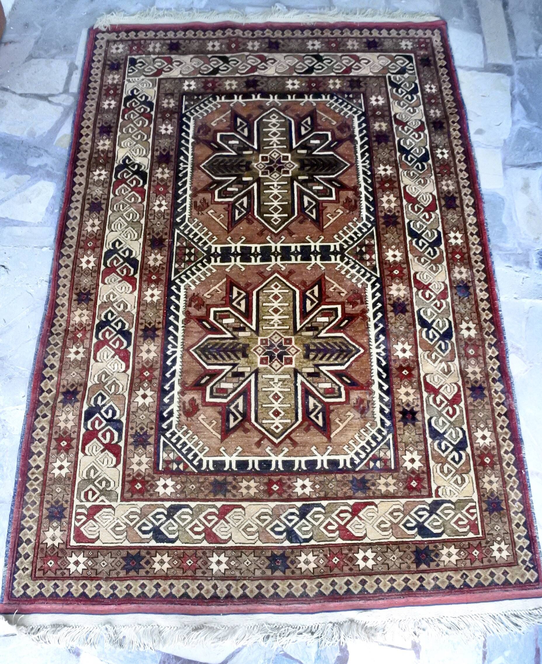 Vintage Kazakh silk rug 169x113cm