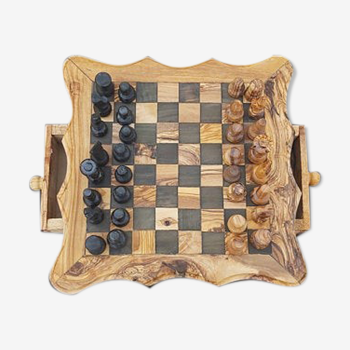 Jeux d'échecs en bois d'olivier avec tiroirs
