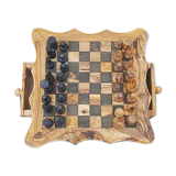 Jeux d'échecs en bois d'olivier avec tiroirs