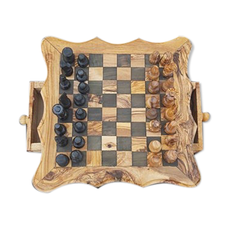 Jeux d'échecs en bois d'olivier avec tiroirs