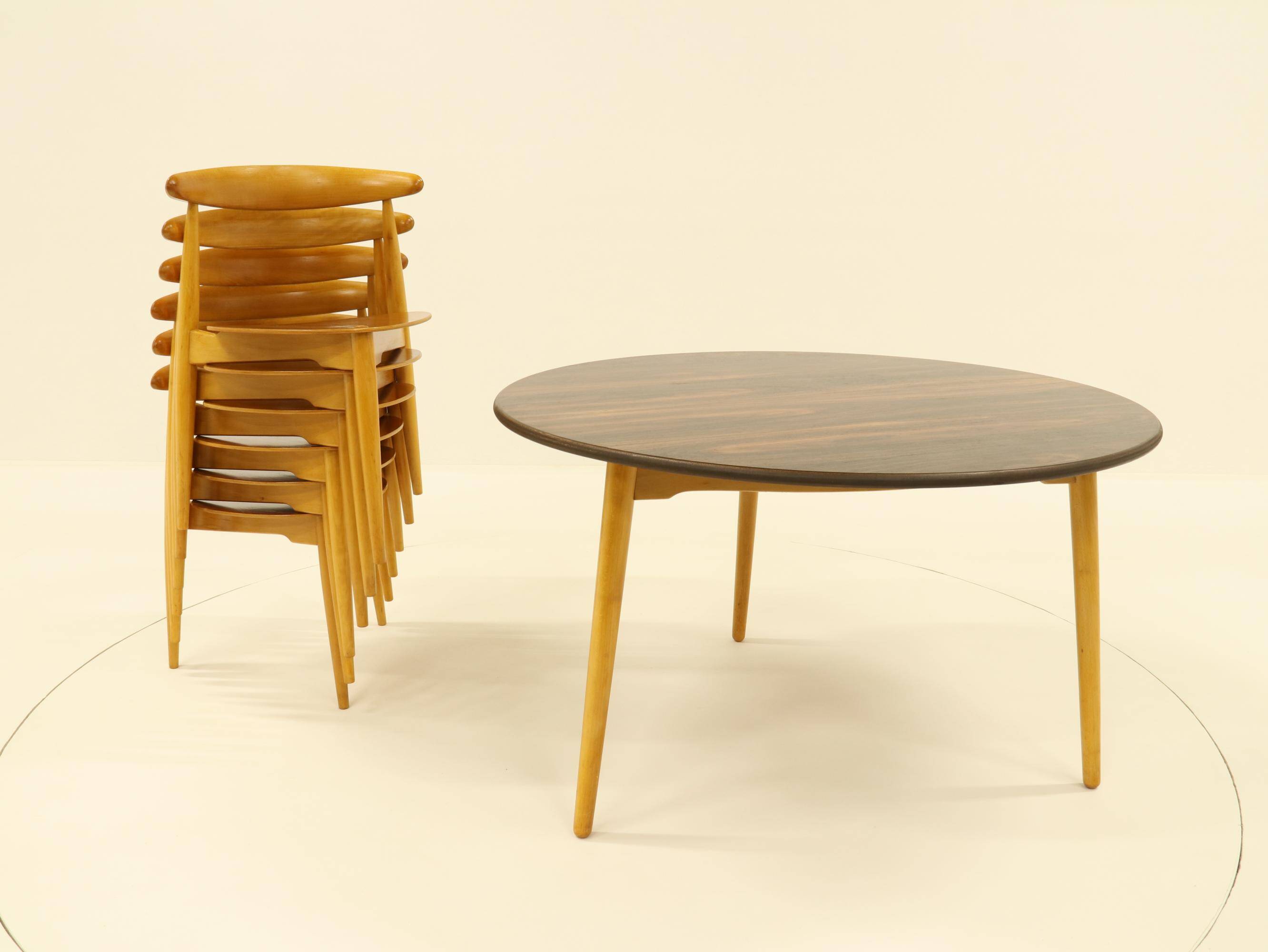 Heart dining set, designed by Hans Wegner for Fitz Hansen,  Denmark 1960s