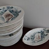 Service terre de fer 42 pieces Creil Montereau modele Cartels