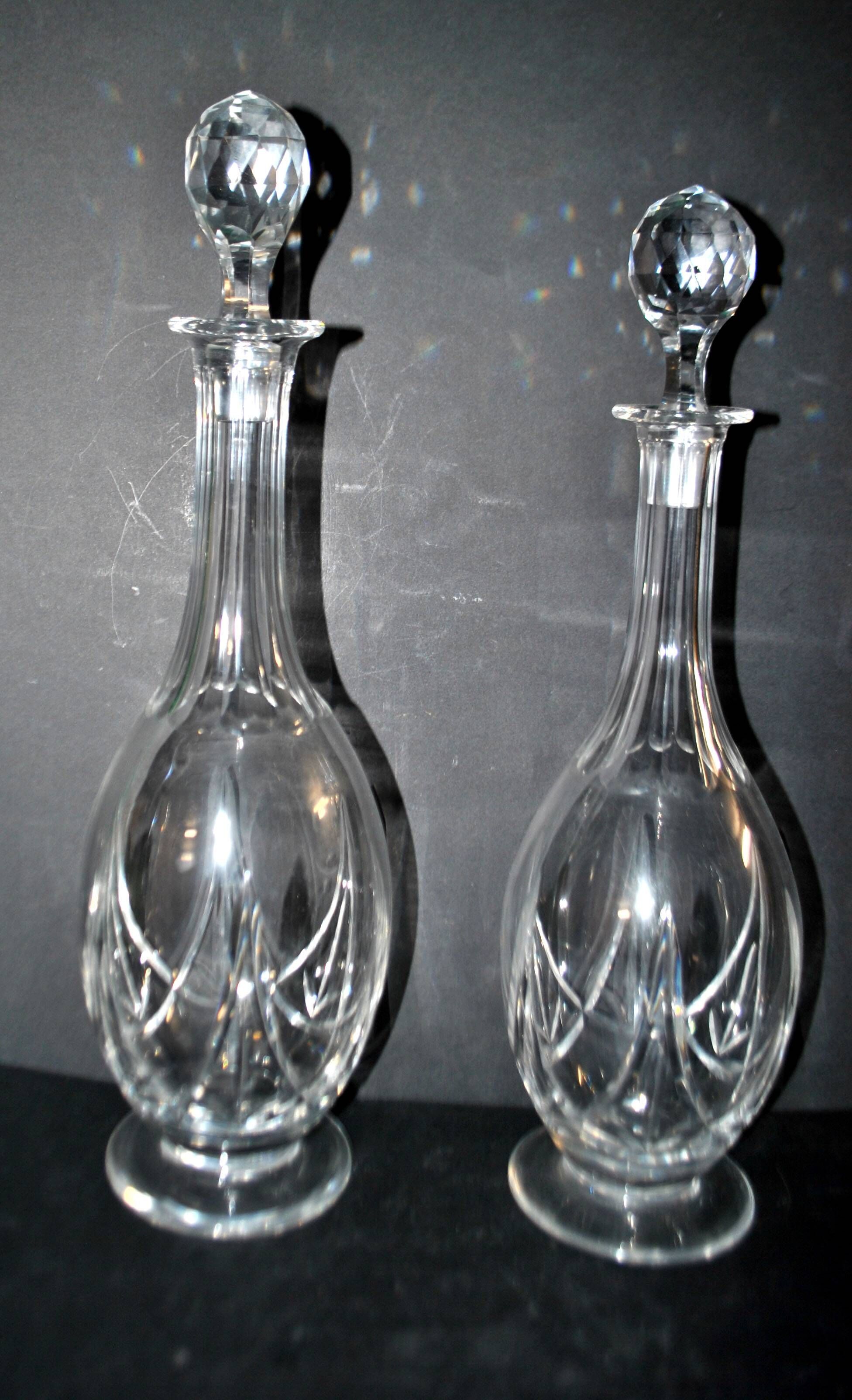 Saint-louis set of 2 antique lasalle cut crystal carafes 1930