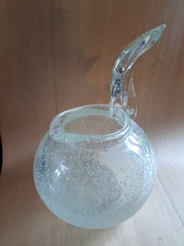Vase en verre bullé signé Schneider France 1950