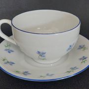 Porcelain cup with hand-painted cornflower decoration A.M