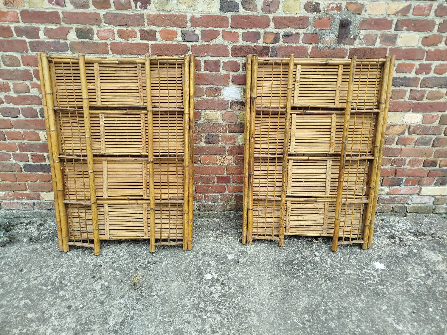 Pair of vintage bamboo shelves, 1970s