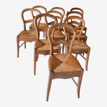 Set of 9 beech chairs from the 50s