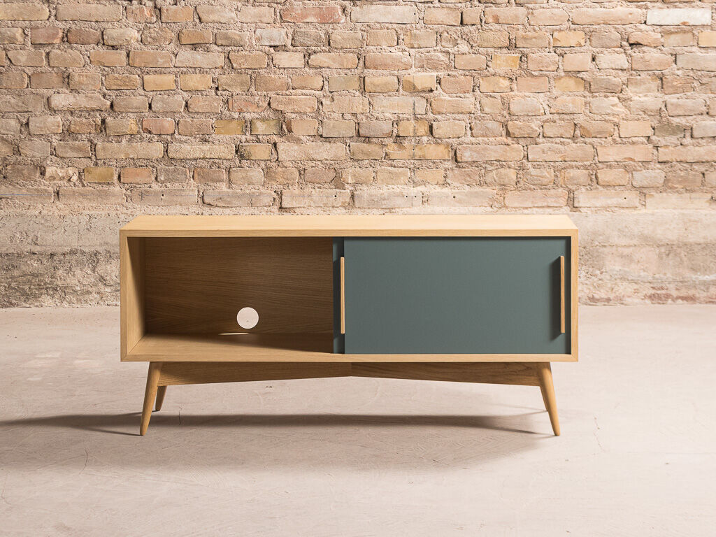 TV stand in oak latte with 2 storage spaces