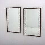 Set of 2 Scandinavian mirrors in glass & wood, Sweden, 1960, 80x50.
