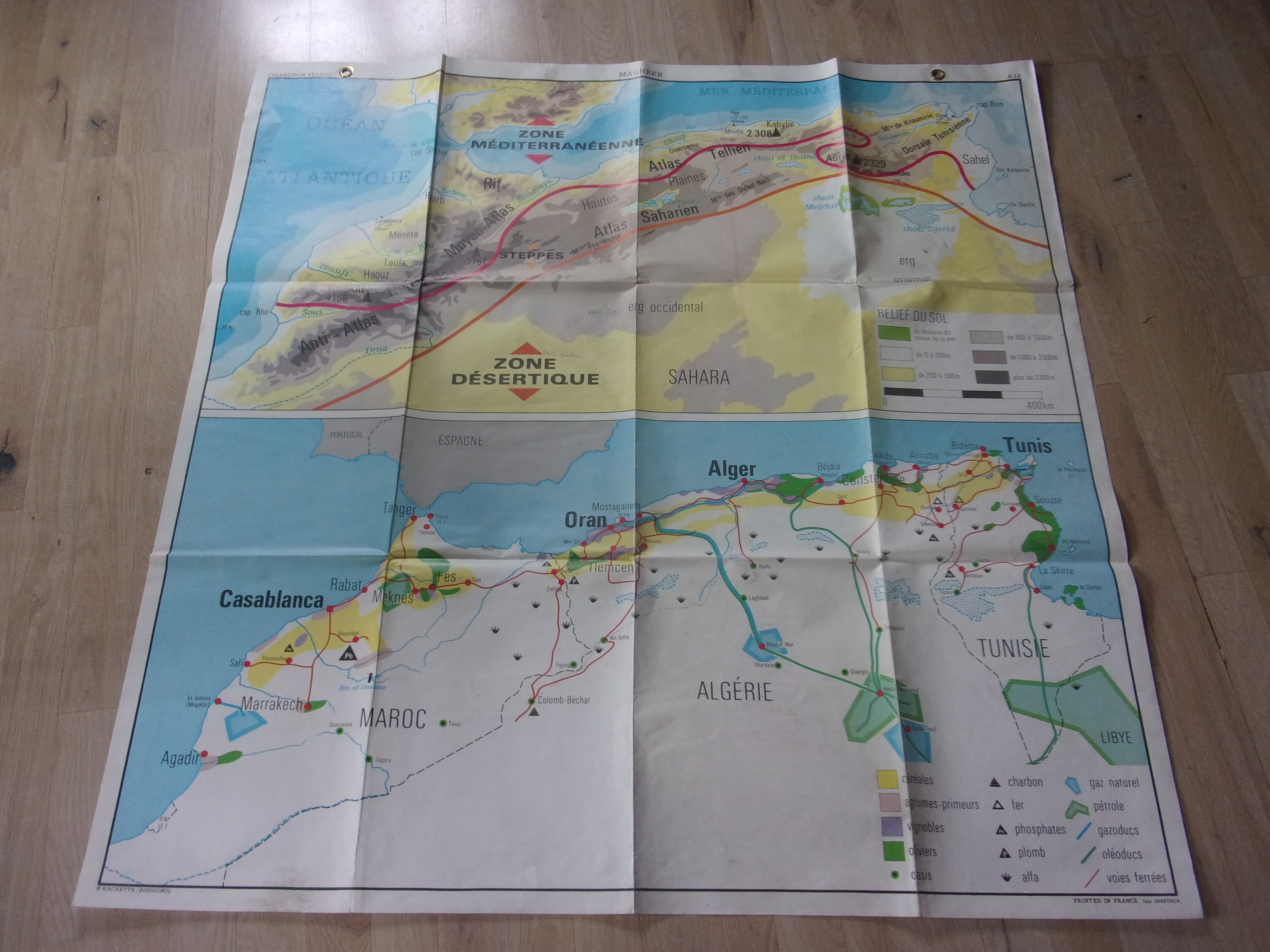 Vintage school map Maghreb / Nile Country